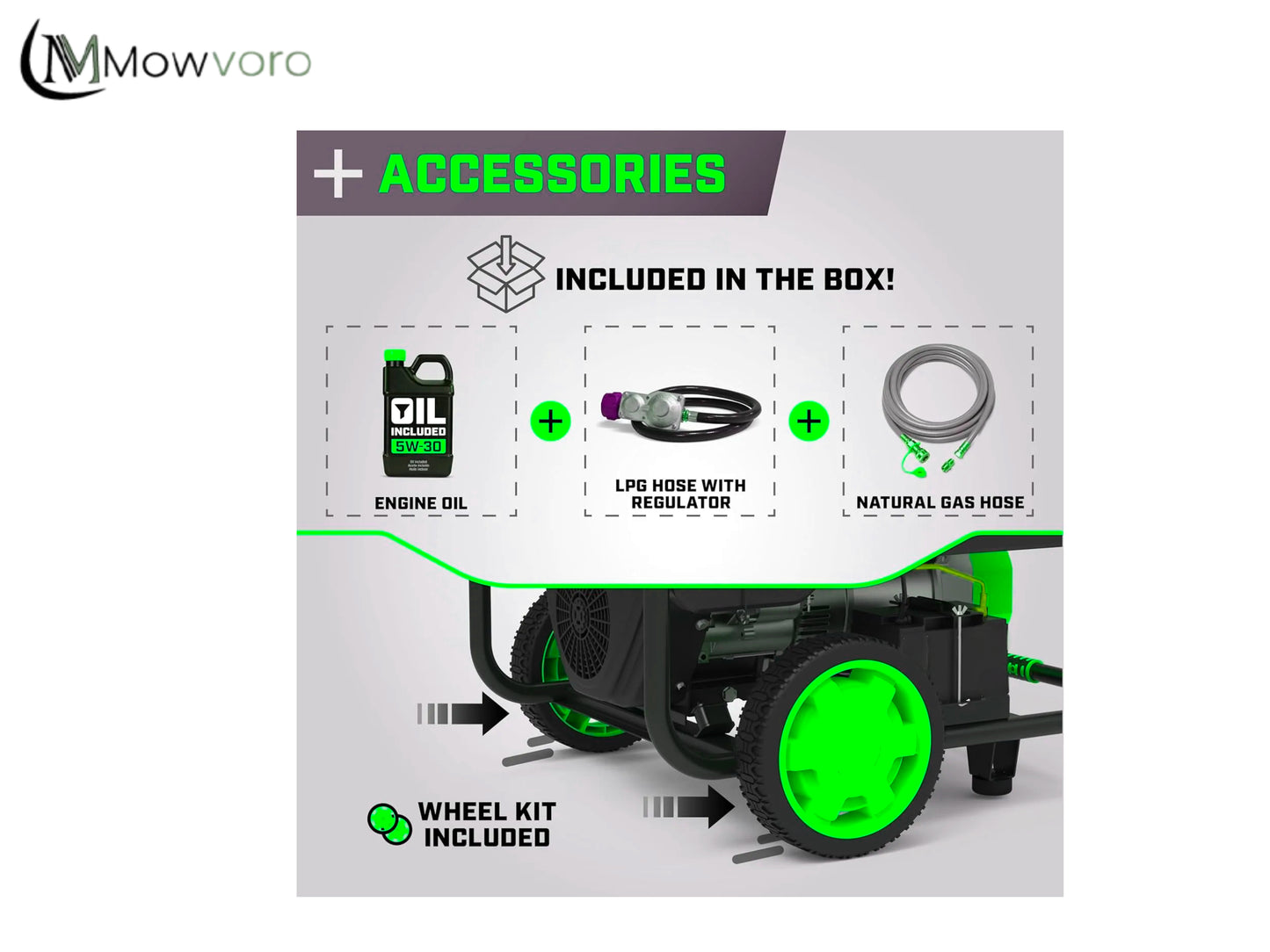 Mowvoro 15000W Tri-Fuel Portable Generator